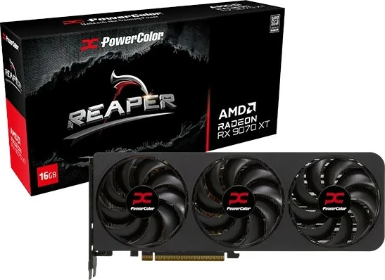 Kartelë grafike PowerColor Reaper Radeon RX 9070 XT, 16 GB, GDDR6, PCI Express x16 5.0, e zezë