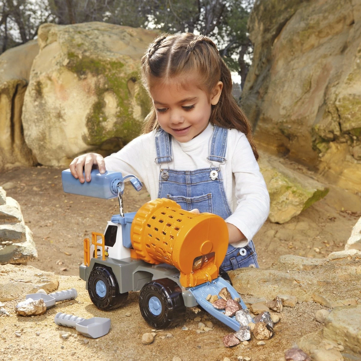 Set kamion minierash Little Tikes Mining Truck Big Adventures, plastikë, 27 cm, azure/gri/portokalli/e bardhë