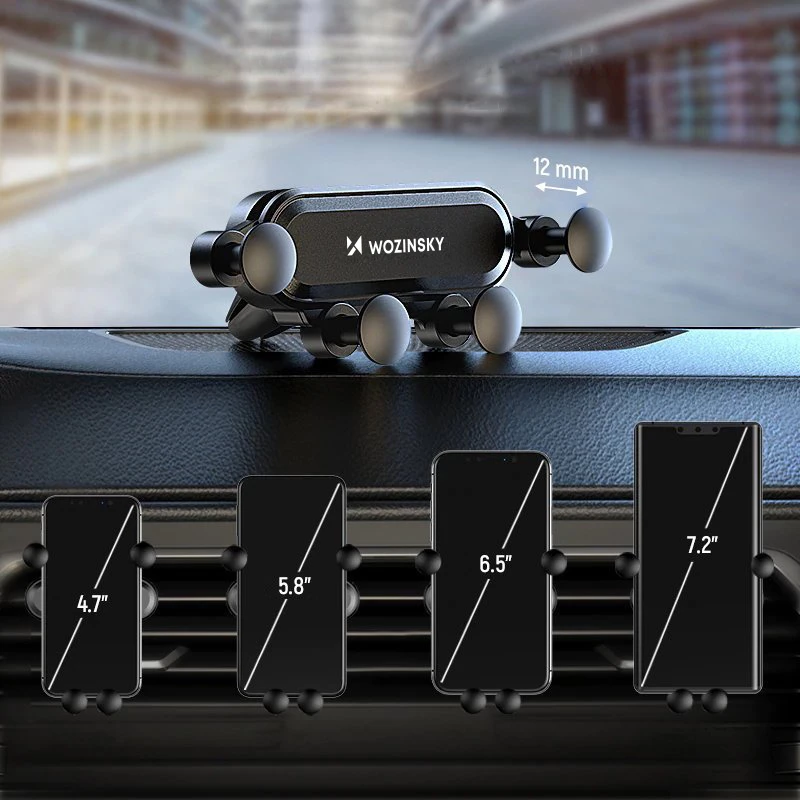 Mbajtës graviteti për celular Wozinsky WCH-05 për grilë ventilimi, zi