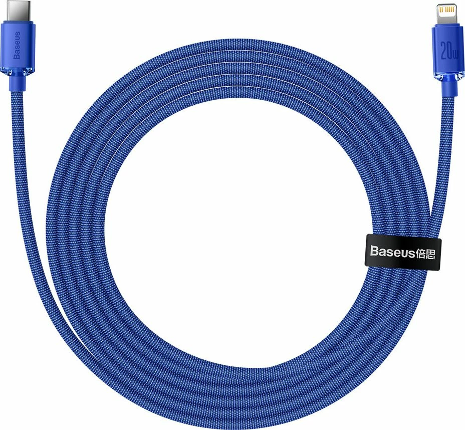 Kabel USB-C në Lightning Baseus Crystal Shine Series BSU3021BLU 2 m PD 20W, kaltër