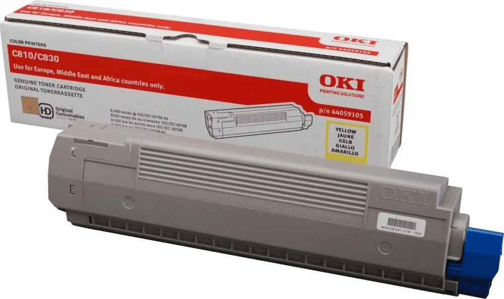 Toner, OKI 44059105, rendiment 8000 faqe, standard, e verdhë