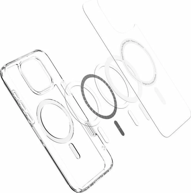 Mbështjellës Spigen Ultra Hybrid T Mag MagSafe për iPhone 16 Pro, TPU/PC, ring magnetik, i bardhë