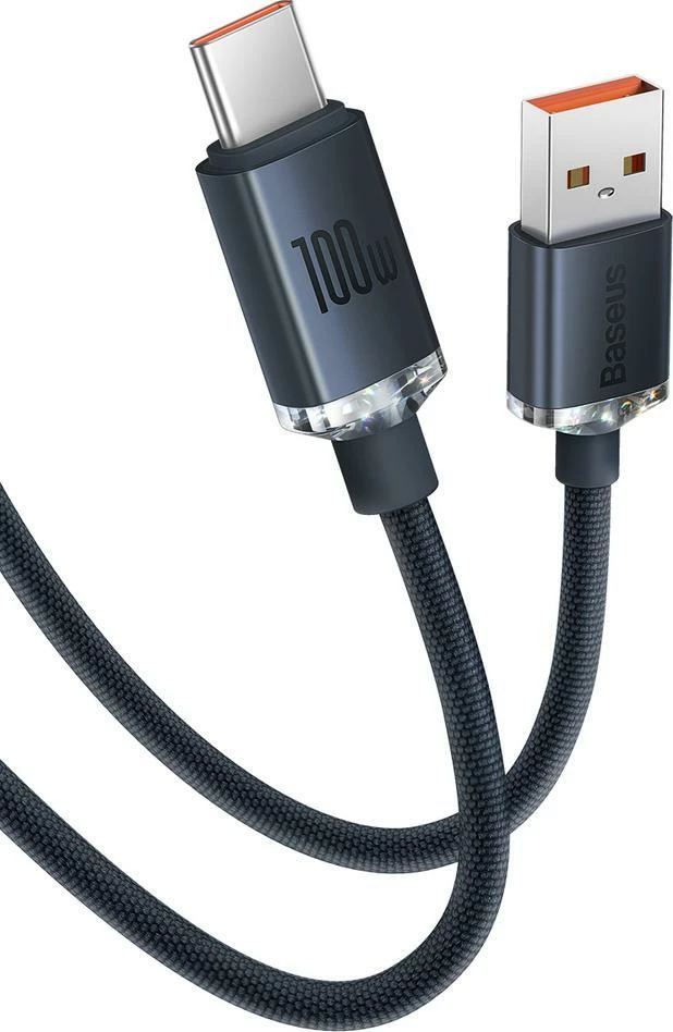 Kabllo USB-A në USB-C Baseus Crystal Shine CAJY000501/BSU3102BLK 2 m 100W USB 2.0, e zezë (1 copë)