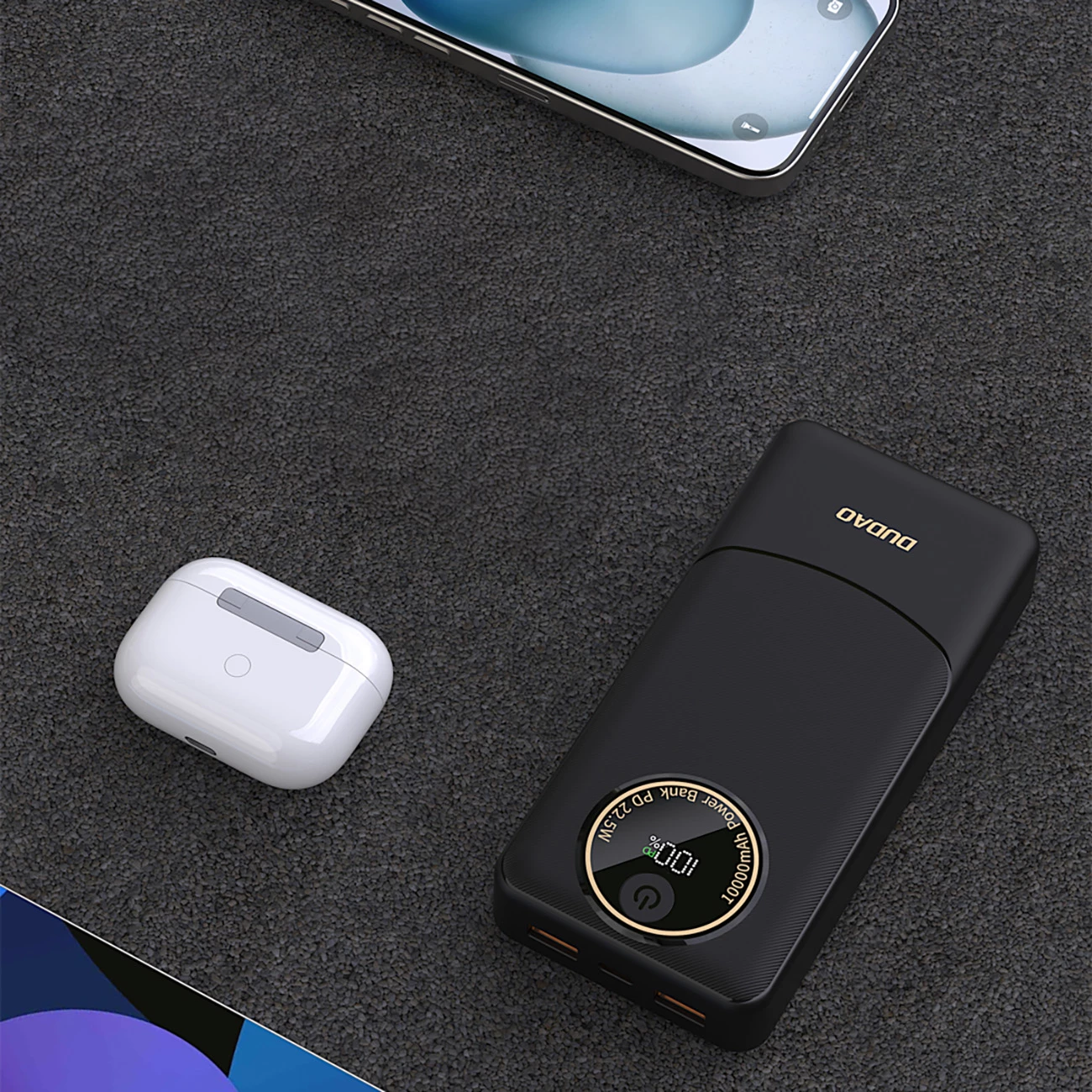 Bateri e jashtme Dudao K12Pro 20000mAh 22.5W PD, 2x USB-A + USB-C, e zezë