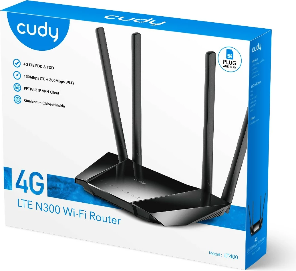 Router Cudy LT400 N300 4G LTE, i zi