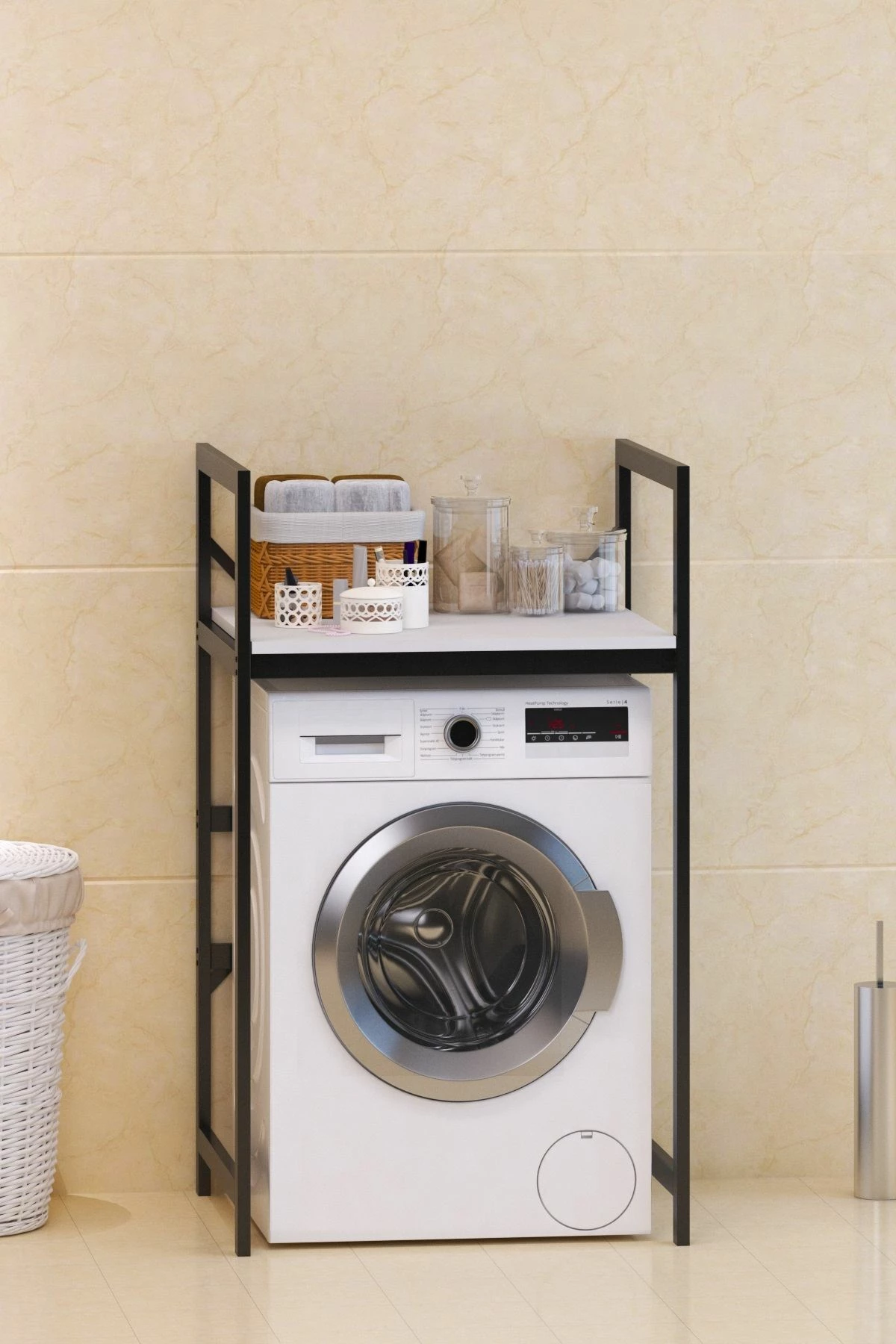 Dollap për lavatriçe, Skye Decor, C7, bardhë e zi