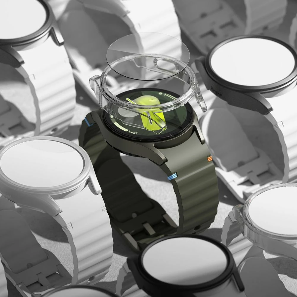 Mbështjellës + xham i temperuar Ringke për Samsung Galaxy Watch 7 44mm, Zi, set