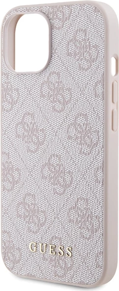 Mbështjellës Guess 4G Metal Gold Logo për iPhone 15, Rozë