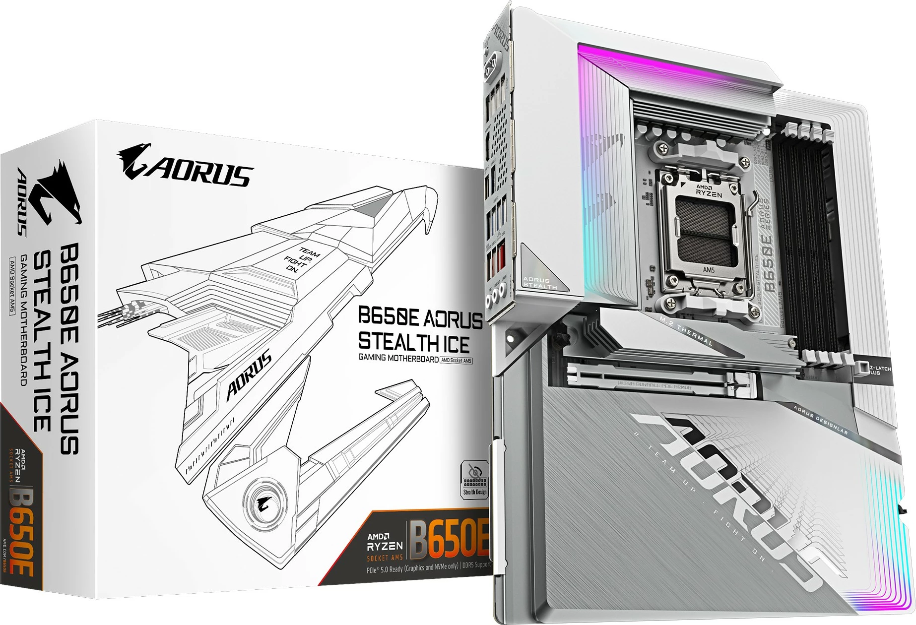 Pllakë amë Gigabyte B650E AORUS STEALTH ICE, AM5, DDR5, ATX, e bardhë
