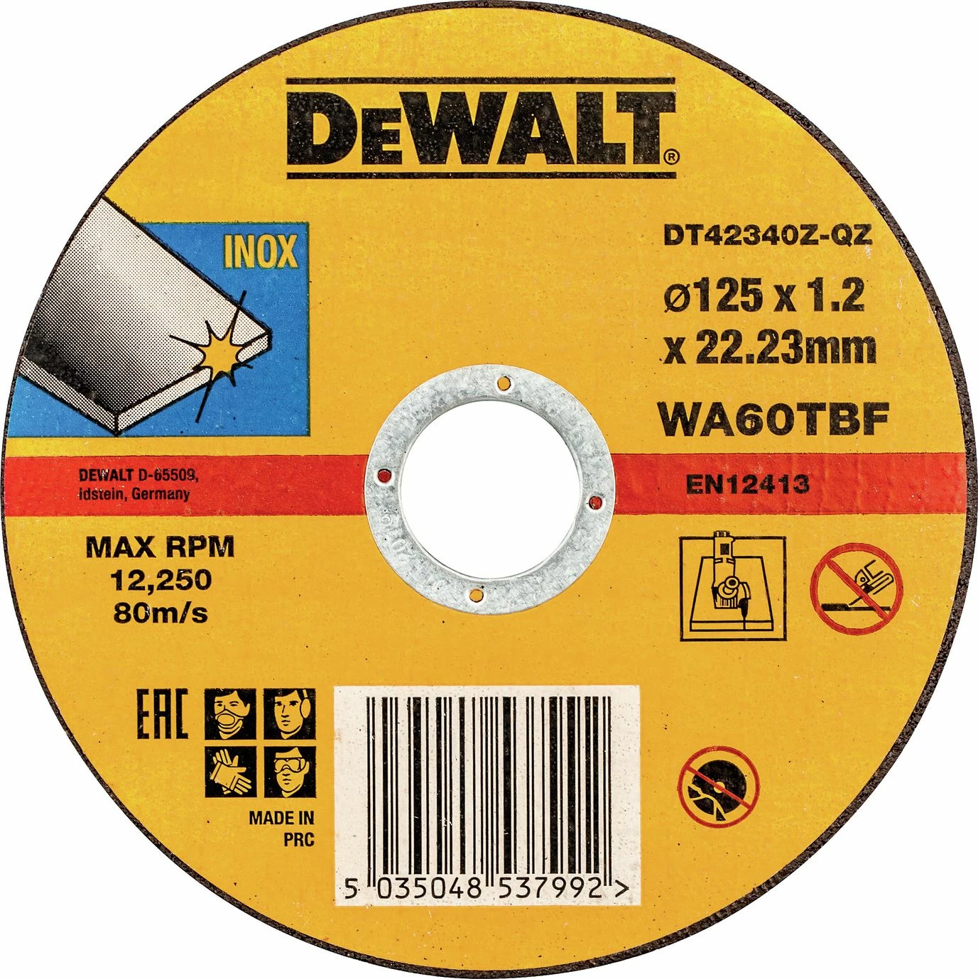Disk prerës çeliku DeWalt DT42340Z-QZ 125x1.2x22.23 mm, i sheshtë, 1 copë