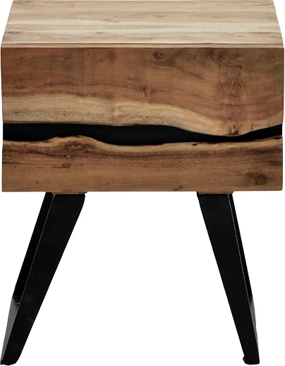 Komodinë nate Imena dru i fortë 4cm natyral-e zezë 45x35x56cm