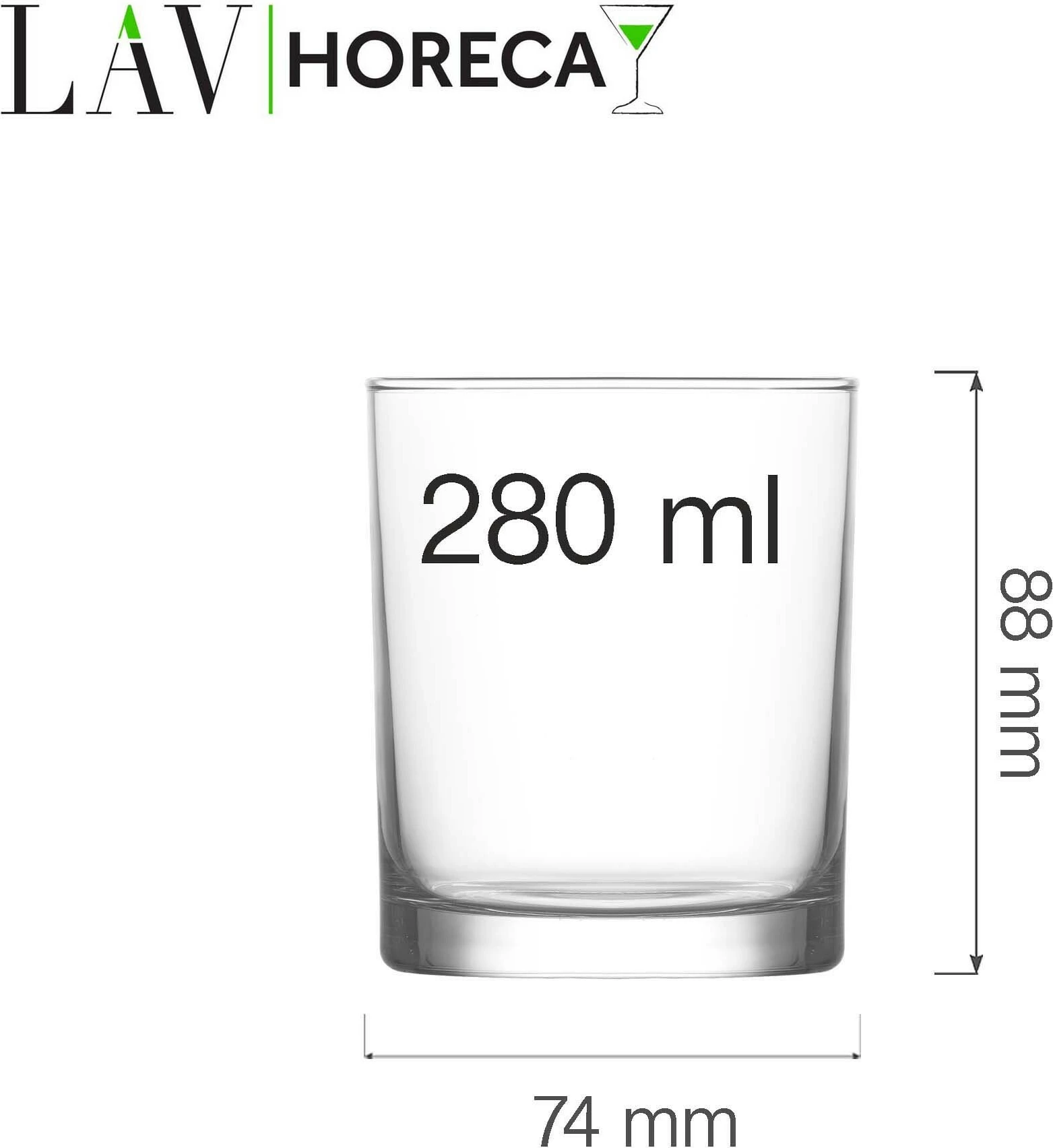 Gotë whisky LAV HORECA Rotterdam 280 ml, transparente, set 12 copë