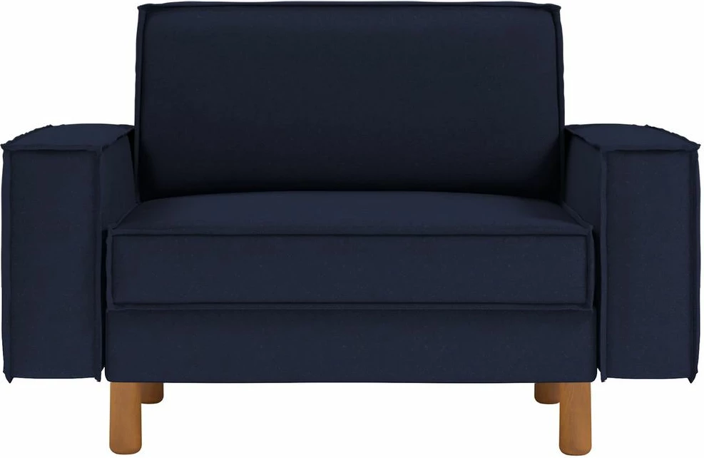 Karrige divan një vendës, ngjyrë blu nate, këmbë dru arre, Atelier del Sofa, Sparrow Loveseat