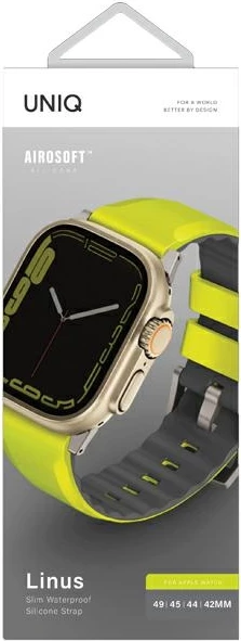 Rrip silikoni për Apple Watch UNIQ Linus Airosoft, 42/44/45/49mm, lime