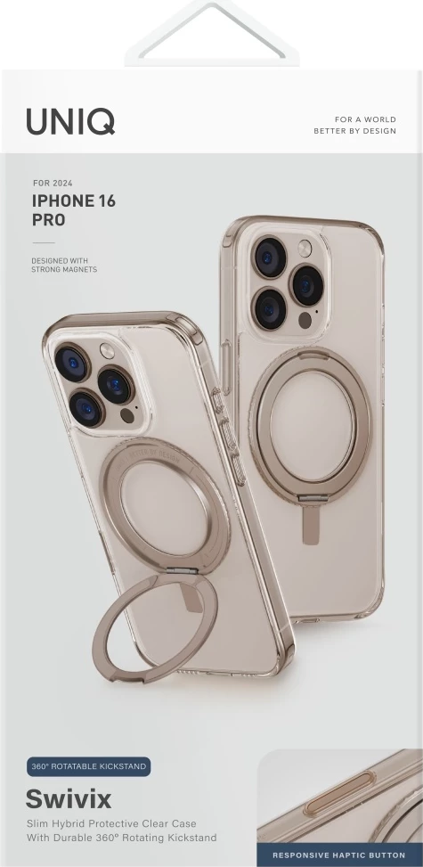Mbështjellës UNIQ Swivix 360 Kickstand për iPhone 16 Pro, Gold