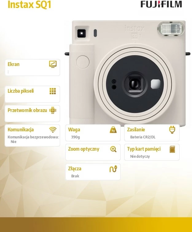 Kamera instant Fujifilm Instax SQ1 format katror, ekspozim automatik, Selfie mode me pasqyrë, blic i integruar, e bardhë