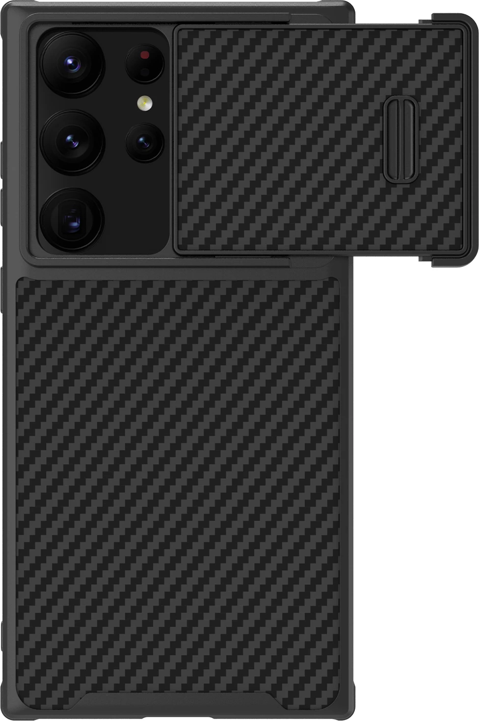 Mbështjellës Nillkin Synthetic Fiber S Case për Samsung Galaxy S23 Ultra, me kapak kamere, i zi