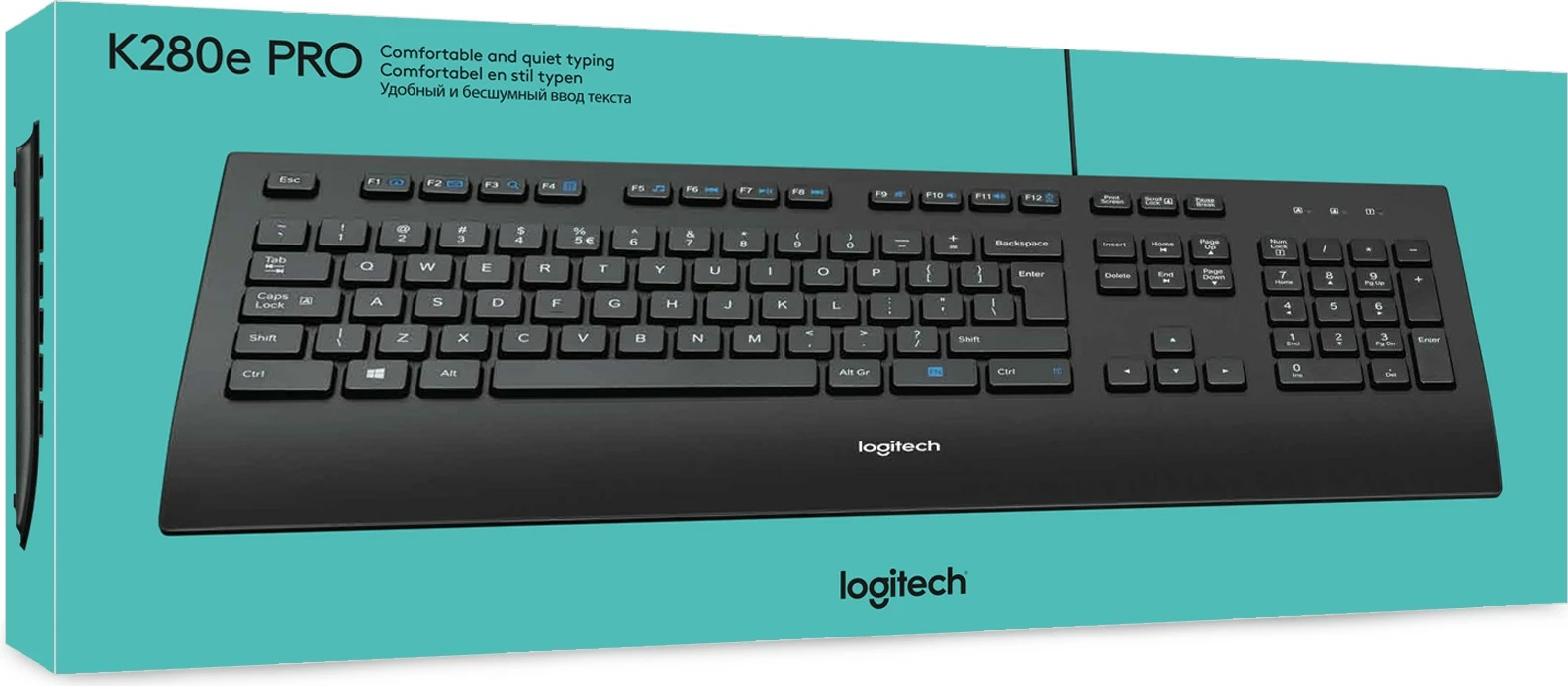 Tastierë Logitech K280e për Biznes, Full-size (100%), Wired, USB, QWERTY, E zezë
