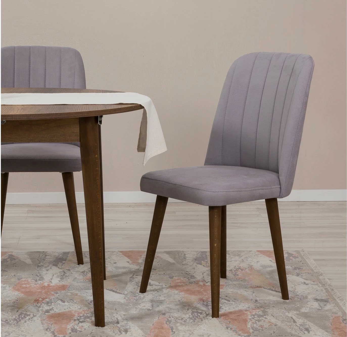 Tavolinë me karrige, zgjatshme, 5 copë, Skye Decor Vina 0701, ngjyrë arre, gri