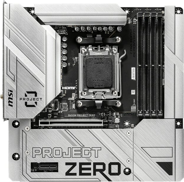 Pllakë amë MSI B650M PROJECT ZERO, Socket AM5, 128 GB, DDR5-SDRAM, argjendtë