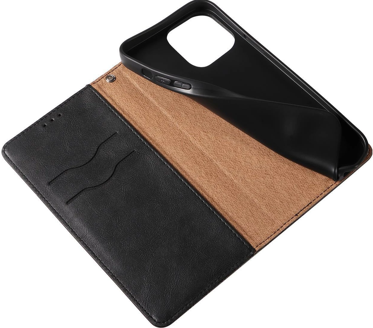 Mbështjellës Hurtel Magnet Strap Case për iPhone 14, me kapak, portofol, qëndrim, rrip dore, e zezë