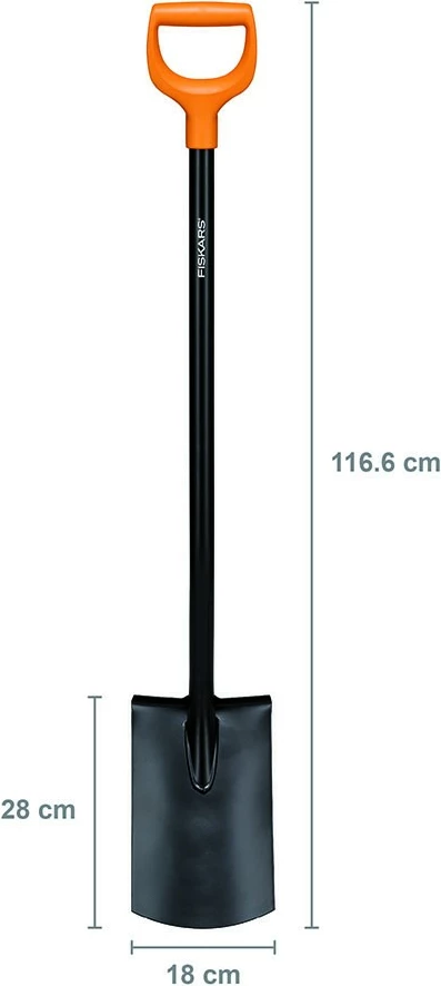 Lopatë e drejtë metalike Fiskars Solid 1066717, 116.6 cm, e zezë