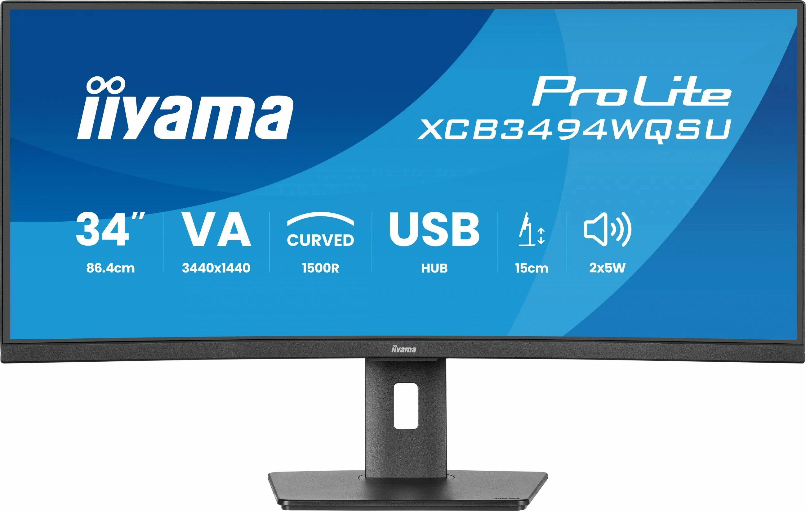 Monitor iiyama ProLite XCB3494WQSU-B1, 34 inç, UltraWide Quad HD, LED, 0.4 ms, zi