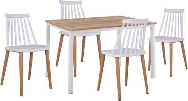 Set 5 pjesë Sipërfaqe Tavoline Sonama & karrige Vansess ngjyrë bardhë metalike FH11002.01 110x70x76 cm