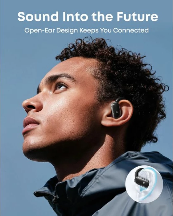 Kufje wireless ANKER Soundcore V40i, open-ear me grepë të rregullueshëm, të zeza