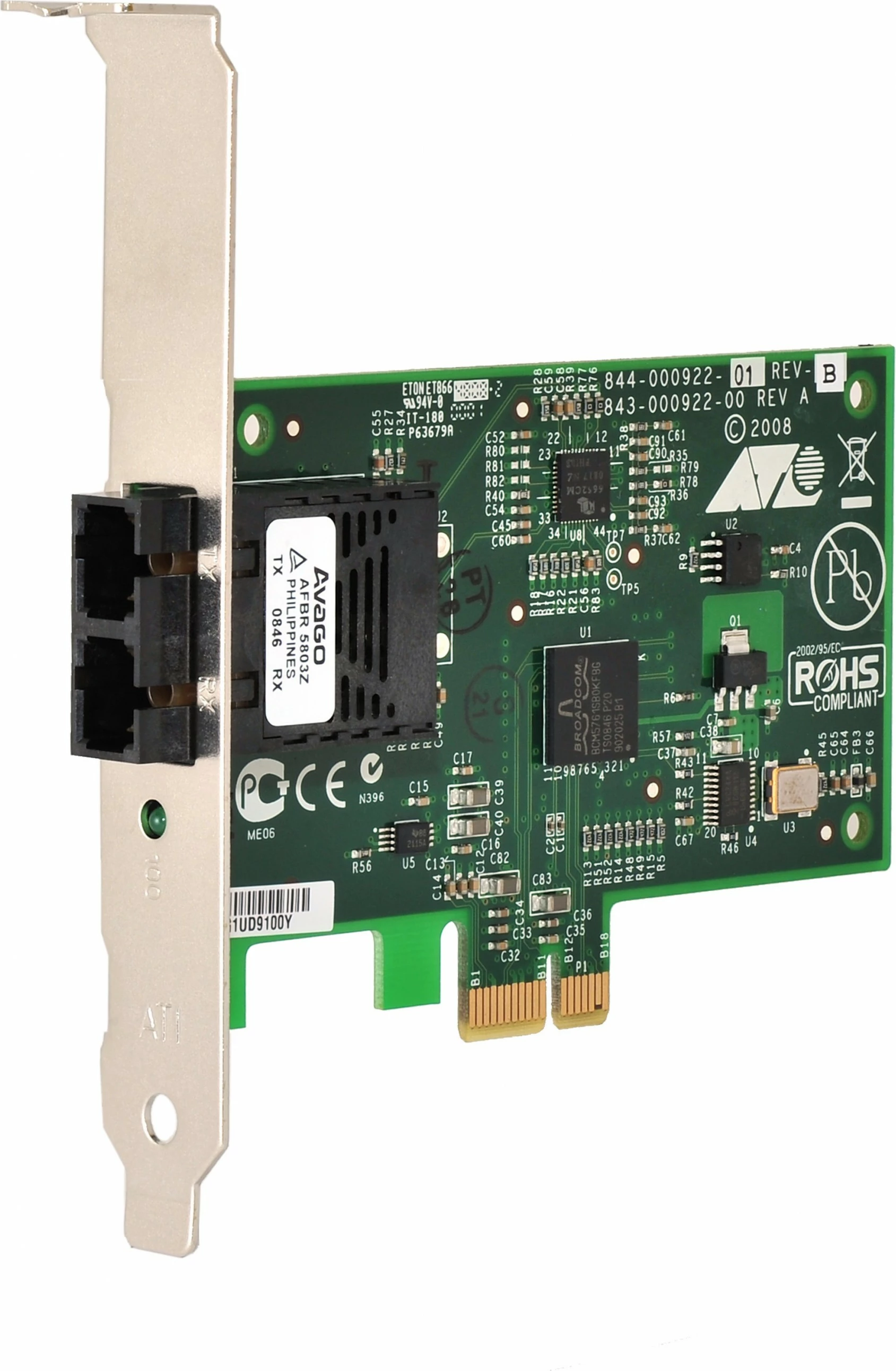 Kartë rrjeti Allied Telesis PCI Express X1, 100BASE-FX, Ethernet LAN, LED, e gjelbër