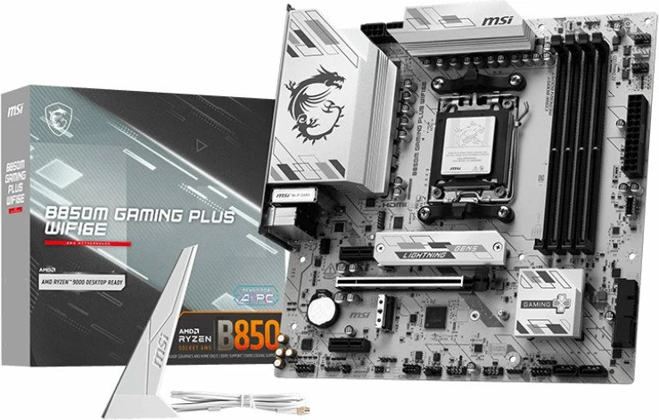 Pllakë amë MSI B850M GAMING PLUS WIFI6E Micro-ATX AM5 DDR5 Wi‑Fi 6E, bardhë