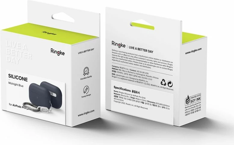 Mbështjellës Ringke për AirPods Pro/Pro 2, Silikon, Blu e errët, me karabinë