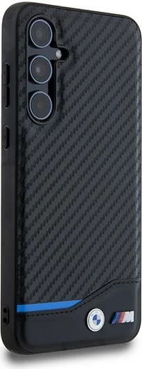 Mbështjellës BMW Leather Carbon për Samsung Galaxy A55, i zi