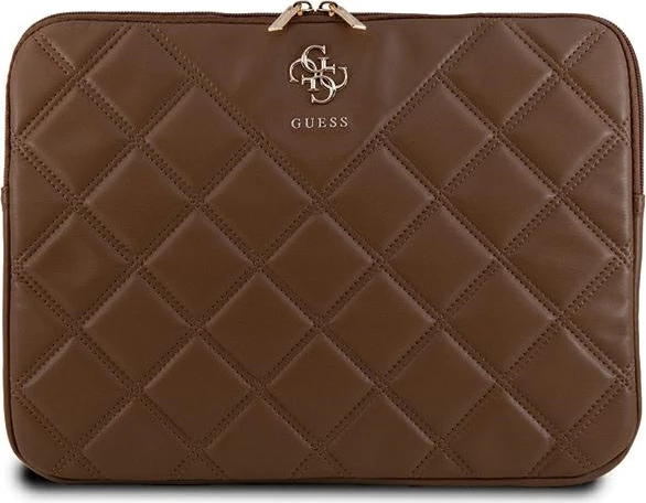 Mbështjellës laptopi Guess Quilted 4G, 14 inç, Kafe