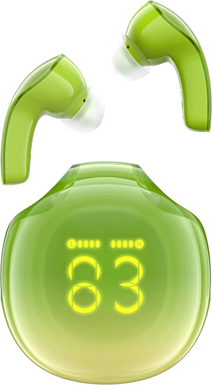 Kufje Acefast T9, wireless, Bluetooth 5.3, me ekran LED, IPX4, të gjelbra