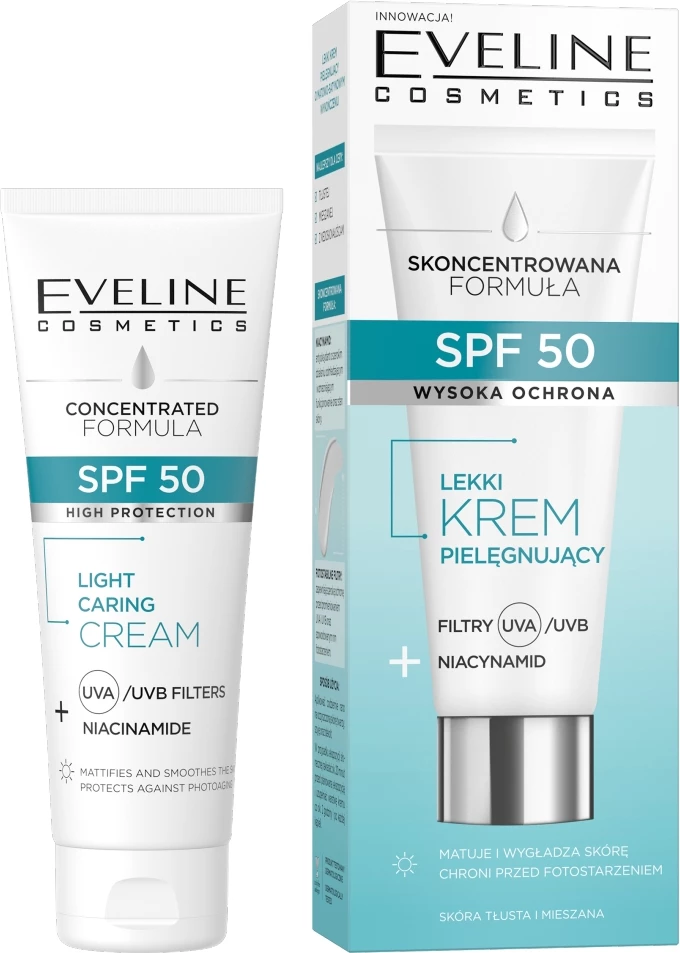 Krem për fytyrë për femra Eveline Cosmetics Formula e Koncentruar Light Care Cream SPF50, 30ml