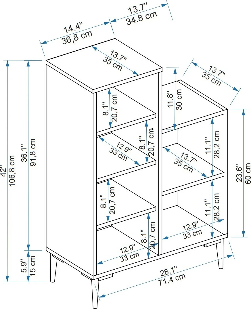 Dollap multifunksional Hanah Home, ngjyrë pishë Atlantike dhe antracit, Reysary