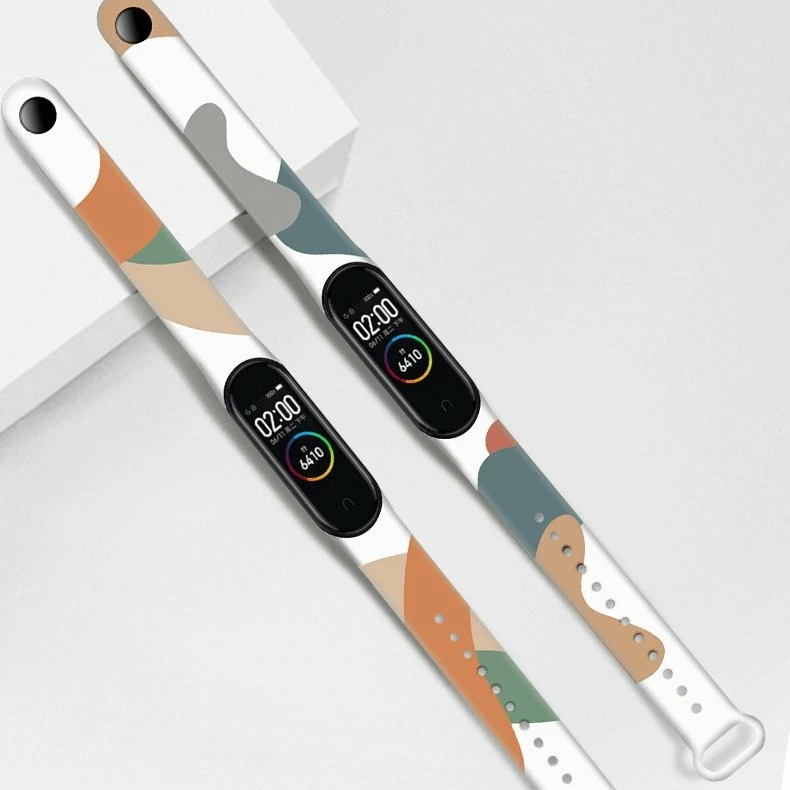 Rrip silikoni Hurtel Strap Moro për Xiaomi Mi Band 5/6, kamuflazh, Bardhë/Bezhë/Portokalli/E Kuqe