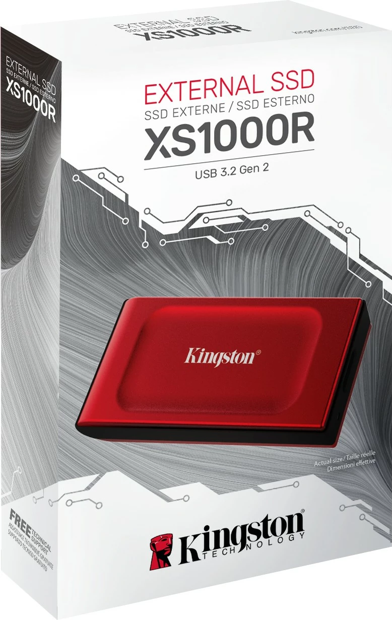 Disk i jashtëm Kingston XS1000, 1TB, USB 3.2 Gen 2, i kuq
