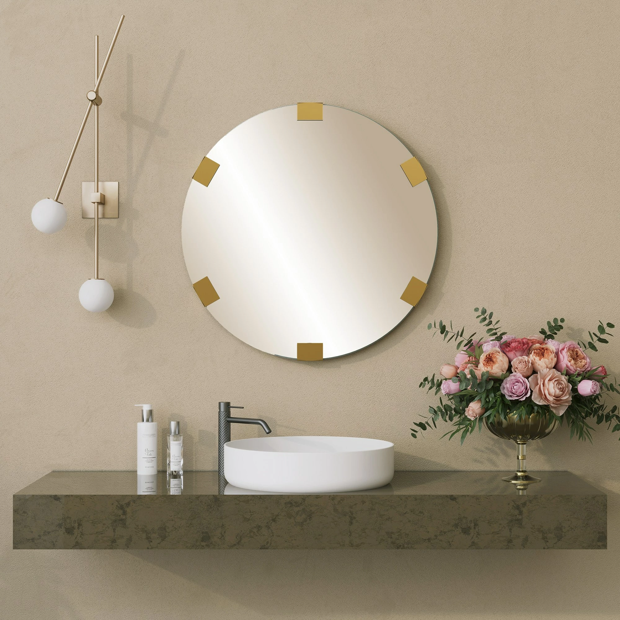 Pasqyrë dekorative, ngjyrë ari, Skye Decor, Chakra Mirror
