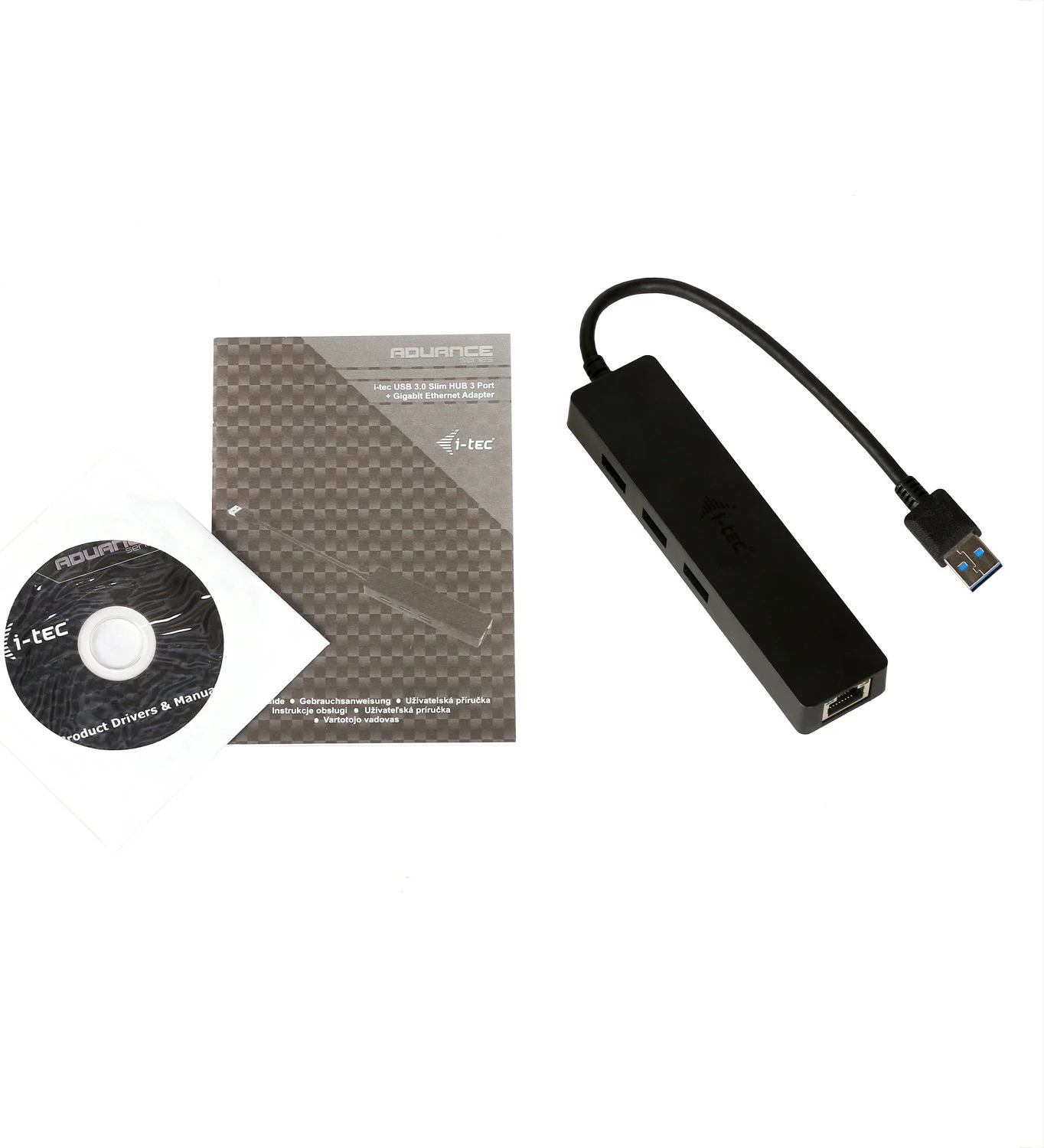 USB HUB me 3 porta + Gigabit Ethernet, i-tec Advance, VIA VL813/ASIX AS88179, i zi