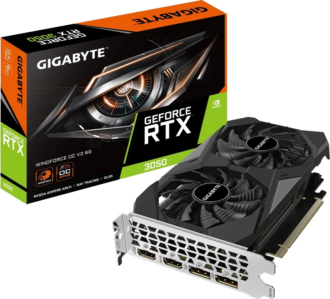 Kartelë grafike Gigabyte GeForce RTX 3050 WINDFORCE OC V2 6G, 6 GB GDDR6, Argjendtë