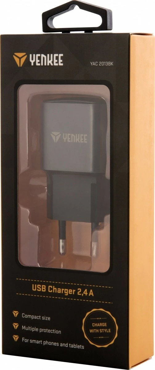 Karikues muri USB YENKEE YAC 2013BK, 12W, 2.4A, i zi