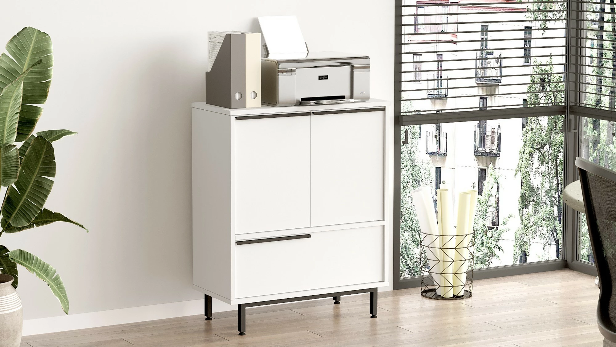 Dollap multifunksional Hanah Home, On8B-W, i bardhë