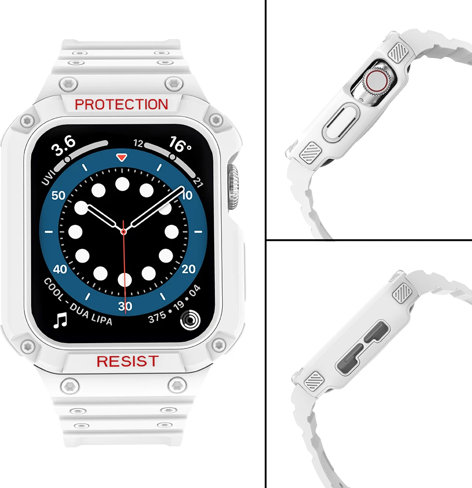 Rrip me kasë mbrojtëse për Apple Watch Hurtel, 45/44/42mm, Bardhë