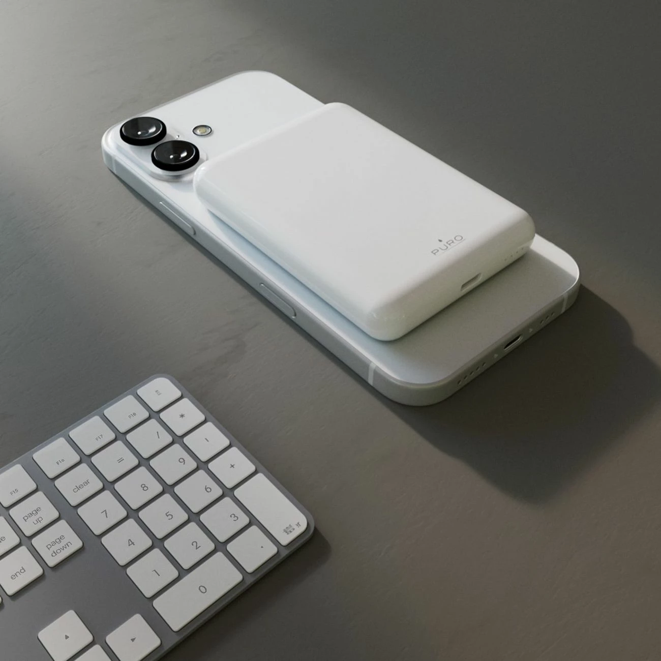 Power bank Puro Power Mag 5000mAh 20W PD USB-C, MagSafe, e bardhë