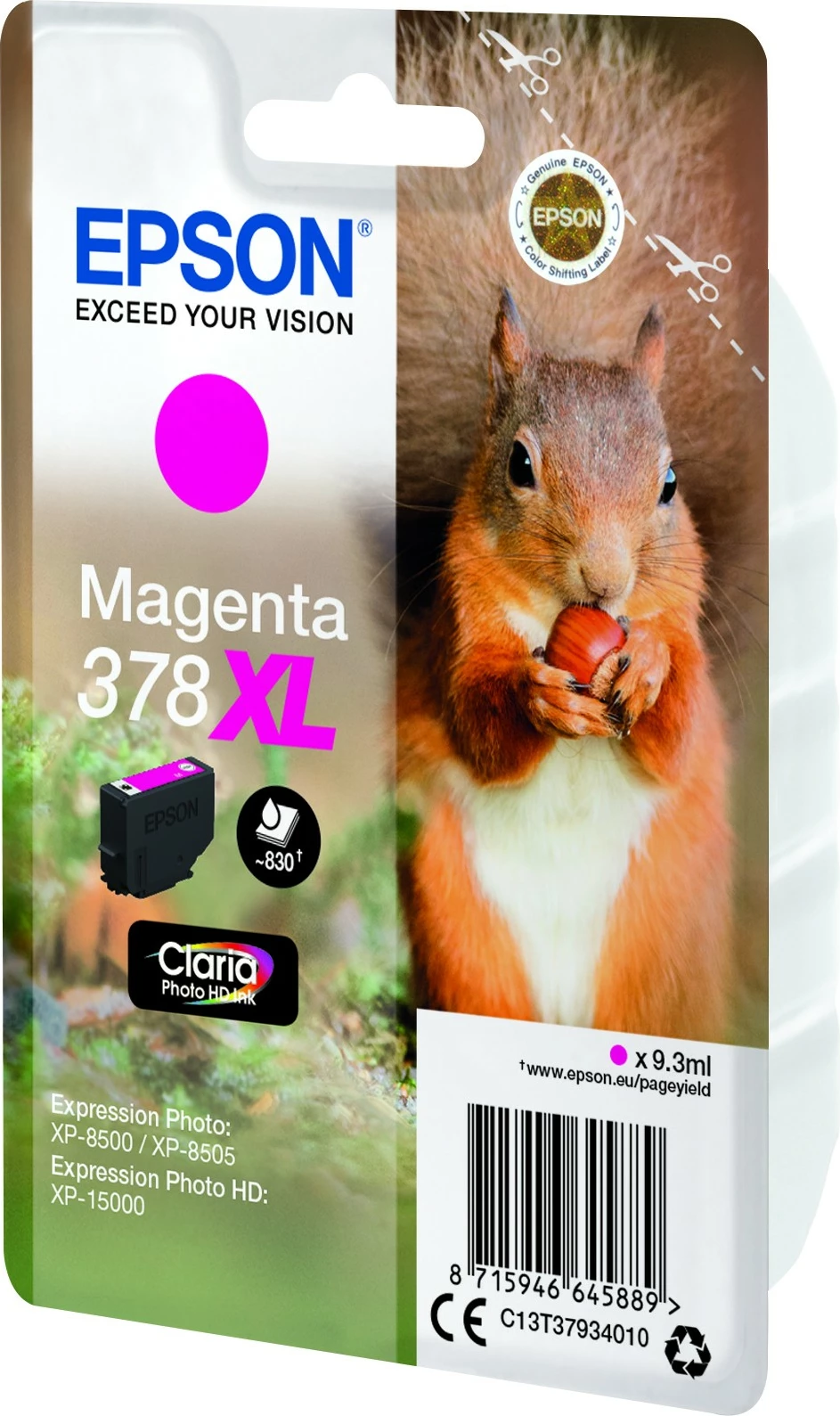 Toner Epson Squirrel 378XL Claria Photo HD, Magenta, XL, 9.3ml