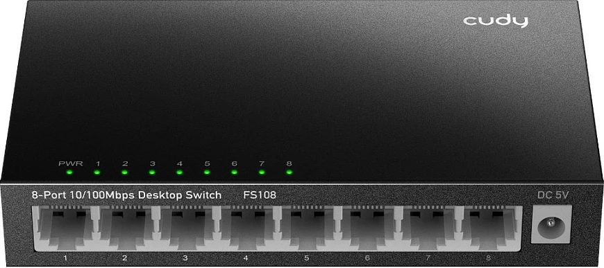 Switch Cudy FS108, 8 porte, Fast Ethernet, kasë metalike, i zi