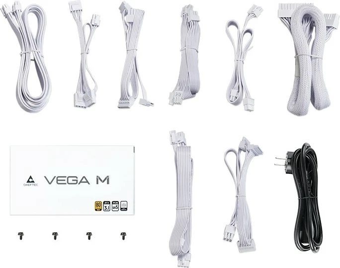 Furnizues energjie ATX, Chieftec PPG-850-CW Vega M, 850W 80+ Gold, modular, ATX 3.1, me 12VHPWR, e bardhë