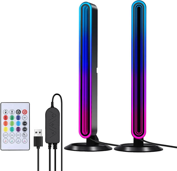 Llampa tavoline LED RGB BlitzWolf BW-AL1, set prej 2 copë, me telekomandë dhe kontroll përmes aplikacionit, me USB